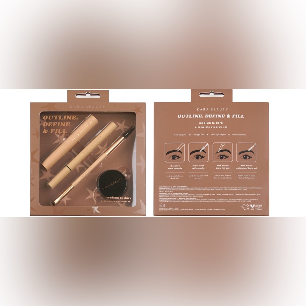 Kara Beauty - Outline, Define & Fill Eyebrow Set Medium/Dark. New in box.